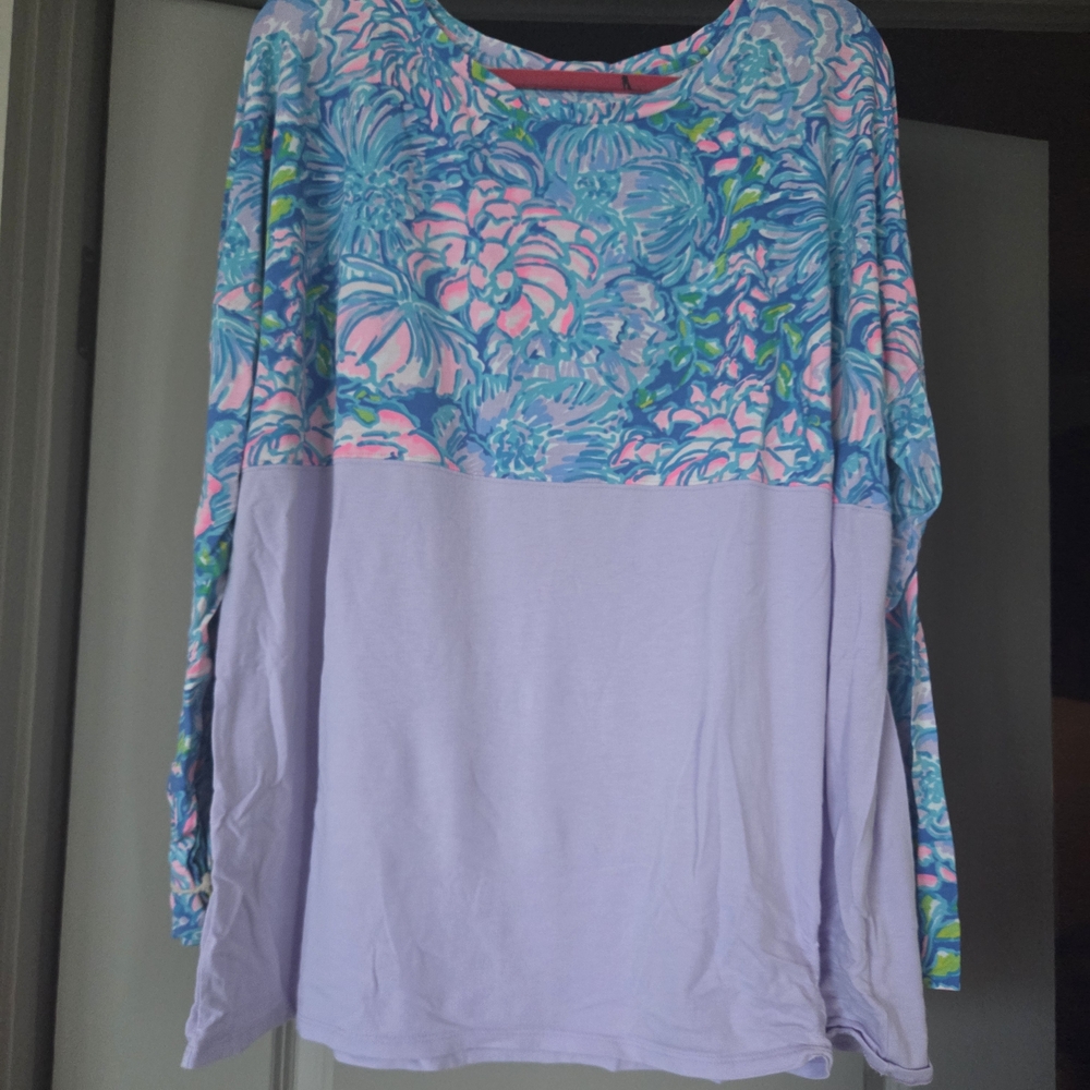 Lilly Pulitzer Floral Long Sleeve Top - Blue and Pink